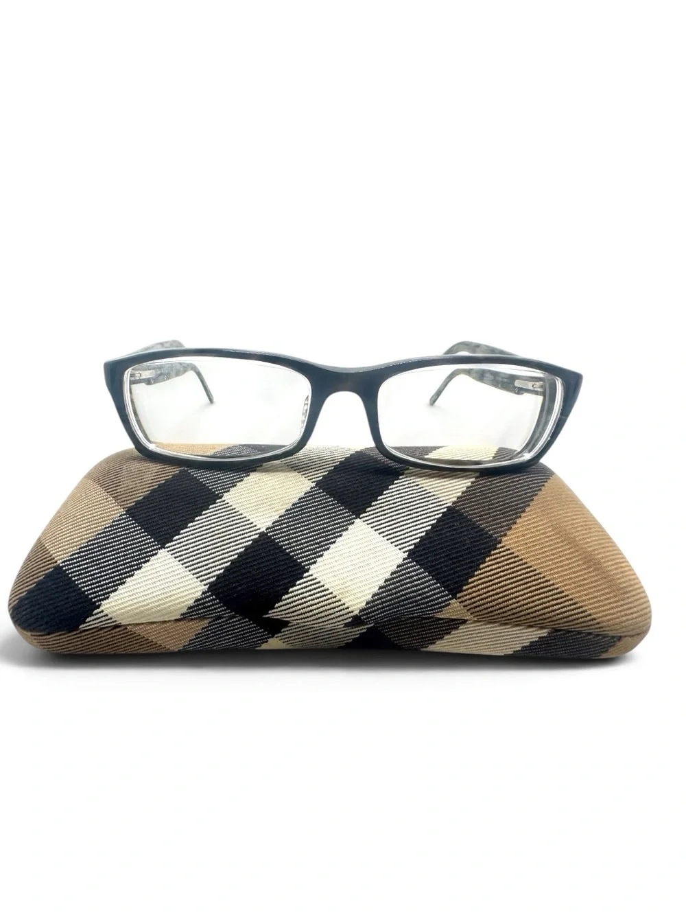 Burberry B2076 3145 Gray Black Rectangle Prescription Eyeglasses 52-16-135